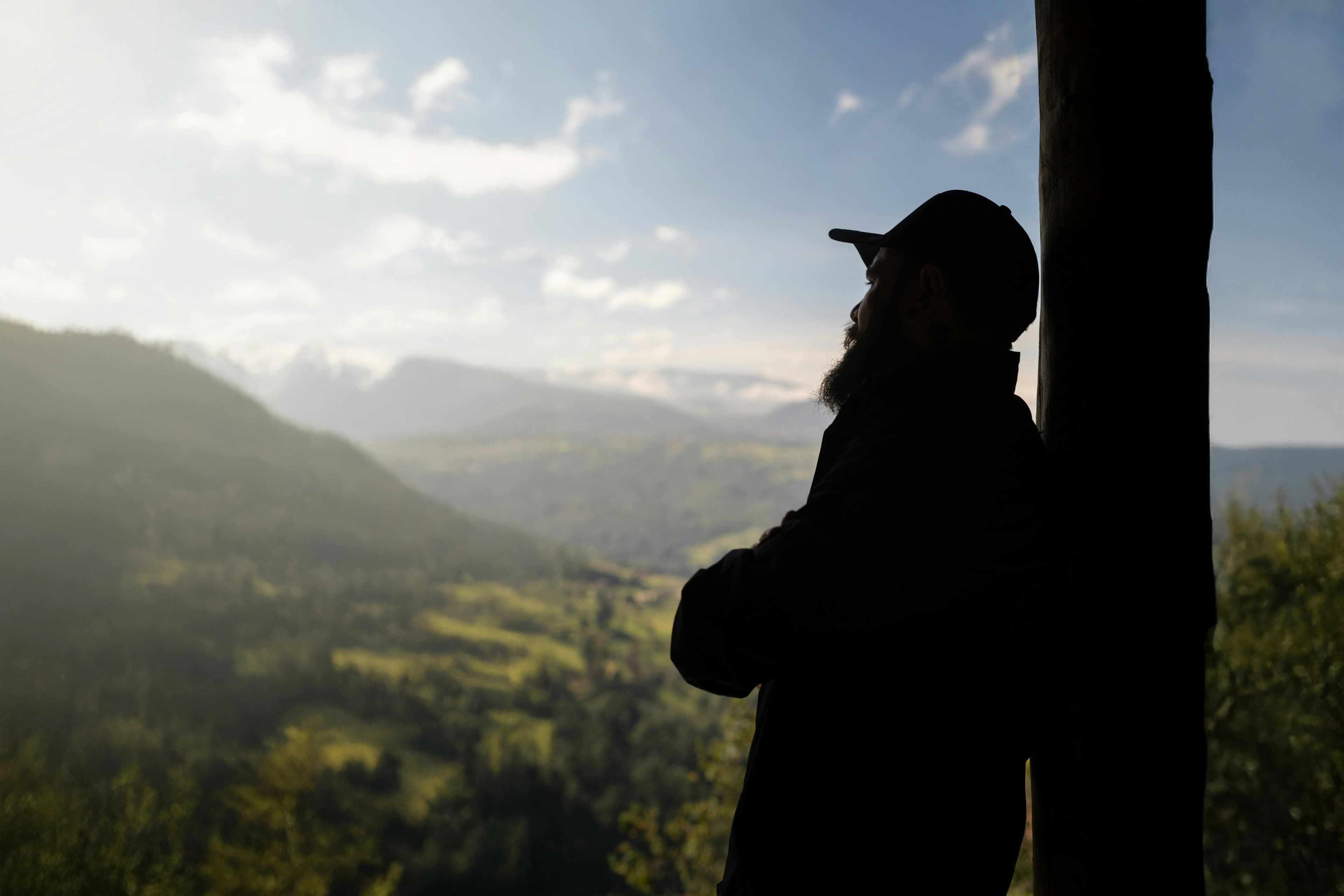 Veteran looking out over the horizon